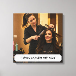 Eleganter Haarsalon mit individuellem Namen auf Le Leinwanddruck
