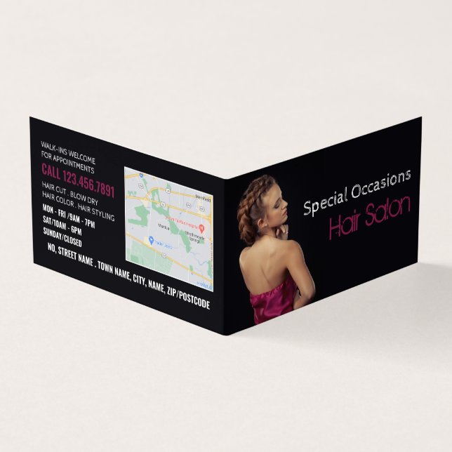 Eleganter Haarstil, Friseur, Salon Loyalität Visitenkarten (Vorderseite)