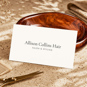 Eleganter Hairstylist Minimalist Elfenbein Salon Visitenkarte