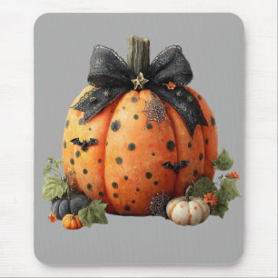 Eleganter Halloween Pumpkin mit Black Bow Mousepad