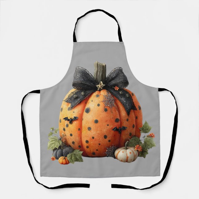 Eleganter Halloween Pumpkin mit Black Bow Schürze (Vorderseite)