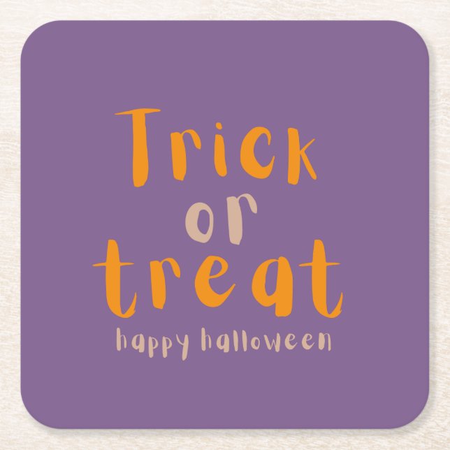 Eleganter Halloween Trick oder Treat Paper Unterse Rechteckiger Pappuntersetzer (Vorderseite)
