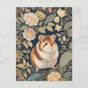 Eleganter Hamster, William Morris inspiriert, flor Postkarte