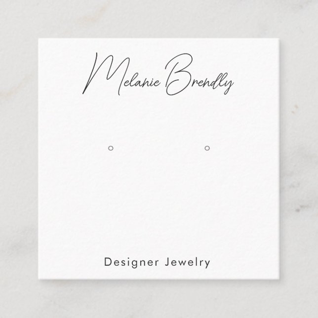 Eleganter handgeschriebener Name Jewelry Earring D Quadratische Visitenkarte (Vorderseite)