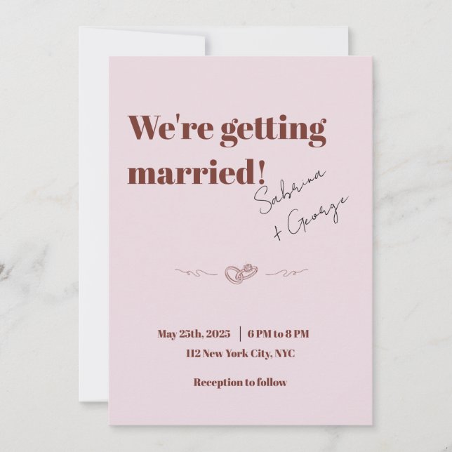 Eleganter, handgeschriebener QR-Code Hochzeit Einladung (Vorderseite)