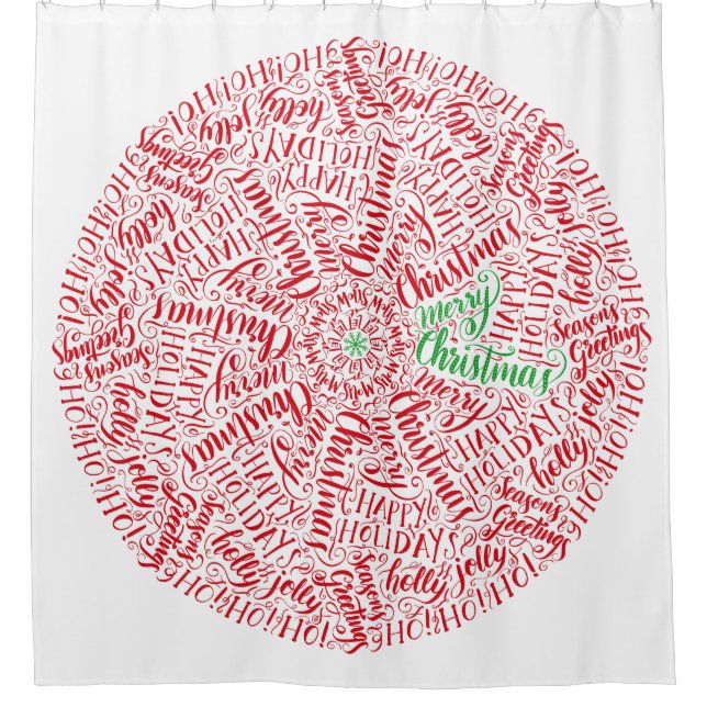Eleganter handgeschriebener Weihnachtszirkel Manda Duschvorhang (Vorderseite)