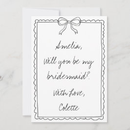Eleganter handgezeichneter Bow Custom Bridesmaid V Karte