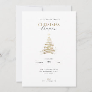 Eleganter handgezeichneter goldener Weihnachtsbaum Einladung