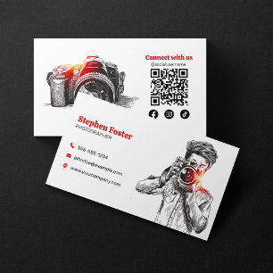 Eleganter handgezeichneter QR-Code für Fotokameras Visitenkarte