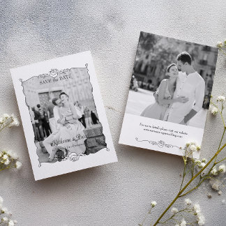Eleganter Handgezeichneter Rosen-Fotorahmen Save The Date