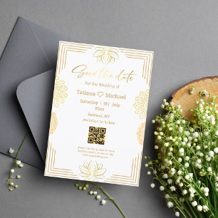 eleganter handschriftlicher indianischer geometris save the date