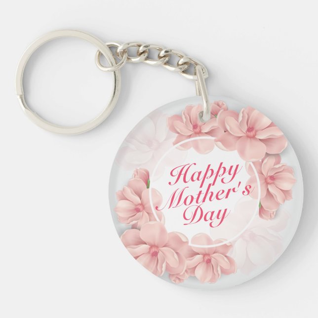 Eleganter Happy Mother Day Floral Frame Schlüssela Schlüsselanhänger (Vorderseite)