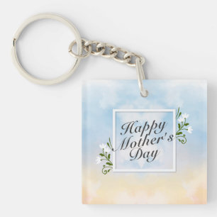 Eleganter Happy Mother Day Floral Frame Schlüssela Schlüsselanhänger