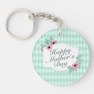 Eleganter Happy Mother Day Floral Frame Schlüssela Schlüsselanhänger