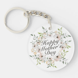 Eleganter Happy Mother Day Floral Frame Schlüssela Schlüsselanhänger