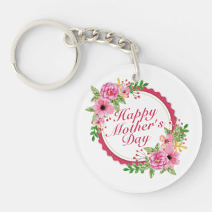 Eleganter Happy Mother Day Floral Frame Schlüssela Schlüsselanhänger