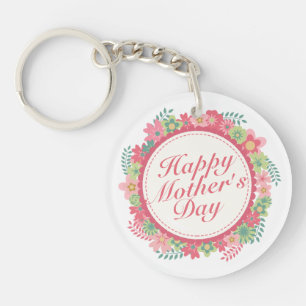 Eleganter Happy Mother Day Floral Frame Schlüssela Schlüsselanhänger