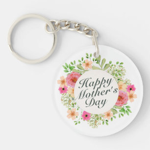Eleganter Happy Mother Day Floral Frame Schlüssela Schlüsselanhänger