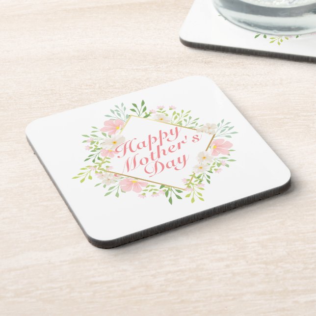 Eleganter Happy Mother Day Floral Frame Untersetze Untersetzer (Linke Seite)