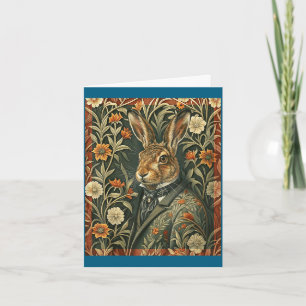 Eleganter Hase in Abendgarderobe vintage Wald Karte