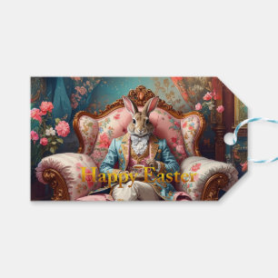 Eleganter Hase trinkt Tee Frohe Ostern Geschenkanhänger