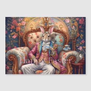 Eleganter Hase trinkt Tee Frohe Ostern Magnetkarte