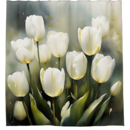 Eleganter Haufen von White Tulips in einem Serenen Duschvorhang
