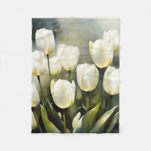 Eleganter Haufen von White Tulips in einem Serenen Fleecedecke