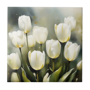 Eleganter Haufen von White Tulips in einem Serenen Fliese