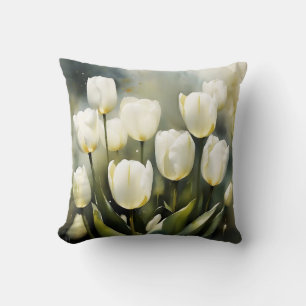 Eleganter Haufen von White Tulips in einem Serenen Kissen