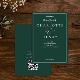 Eleganter Haushalt Smarald Green QR Code Hochzeit Einladung