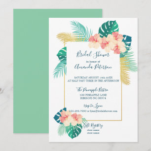 Eleganter hawaiianischer Hibiskus Bridal Dusche Ei Einladung