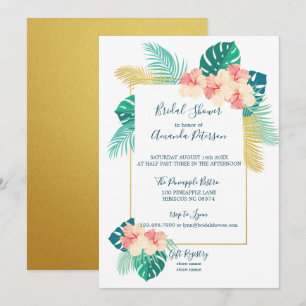 Eleganter hawaiianischer Hibiskus Bridal Dusche Ei Einladung