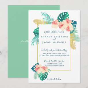 Eleganter hawaiianischer Hibiskus Hochzeitseinladu Einladung