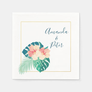 Eleganter hawaiischer Hibiskus Hochzeitspapier Nap Serviette