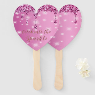 Eleganter heißrosa Glitter-Tropf-Junggesellinnenab Fächer