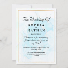 Eleganter hellblauer Marmor Einladung zur Hochzeit