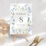 Eleganter hellblauer Rahmen Hochzeit Tischnummer<br><div class="desc">Hübsche Tischnummern mit rechteckigem Rahmen,  umgeben von hellblauen Blume und Grünpflanzen. Personalisieren Sie mit Ihren Namen und Hochzeitstermin.</div>