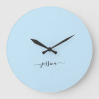 Eleganter hellblauer Skriptname große Uhr