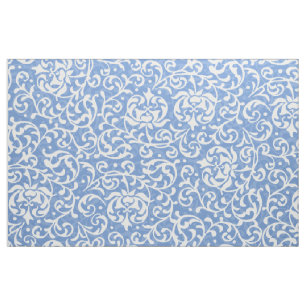 Eleganter hellblauer und weißer Blumendamast Stoff