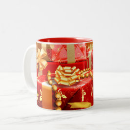 Eleganter, heller Rot und Gold - Gaben Urlaub Zweifarbige Tasse