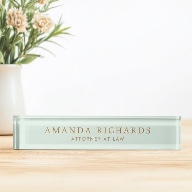 Eleganter, hellgrüner Trend Namensplakette (Elegant light mint green trendy desk name plate)