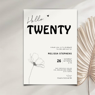 Eleganter Hello Twenty Fett-Typografie 20. Geburts Einladung