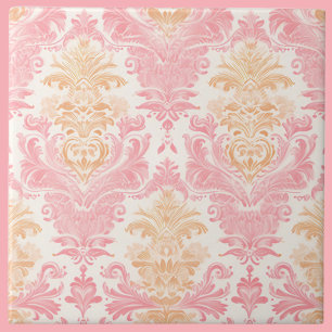 Eleganter hellrosa Damask Fliese