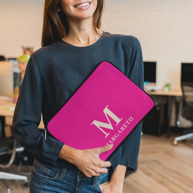 Eleganter, hellrosa Monogramm-Laptop-Sieb Laptopschutzhülle (Von Creator hochgeladen)