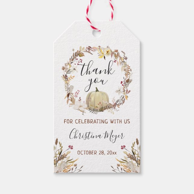 Eleganter Herbst Floral Pumpkin Vielen Dank, dass  Geschenkanhänger (Vorderseite)