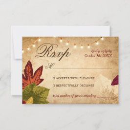 Eleganter Herbst hinterlässt rustikale Hochzeit im RSVP Karte
