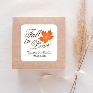 Eleganter Herbst-in-Liebe-Ahorn-Hochzeit Quadratischer Aufkleber