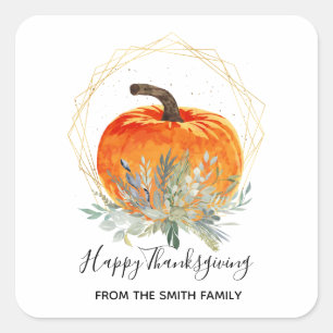 Eleganter Herbst-Kürbis-Thanksgiving Quadratischer Aufkleber