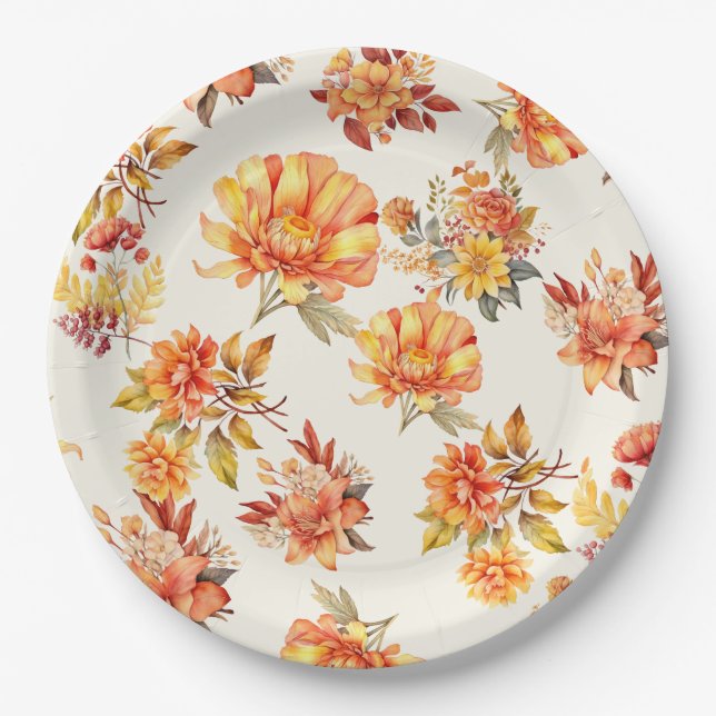 Eleganter Herbst Pappteller (Vorderseite)